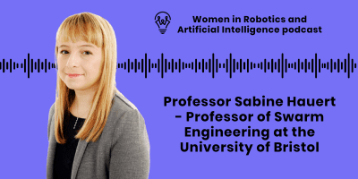 Women in Robotics and AI podcast cover page for website - Professor Sabine Hauert